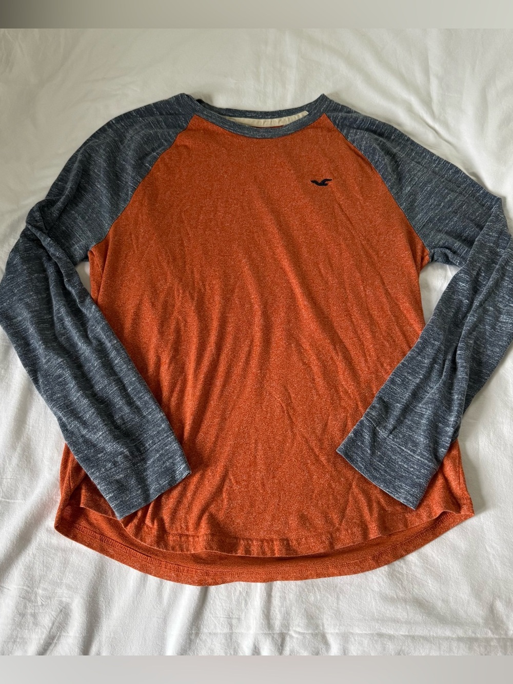2012 Hollister Co. orange and gray heather long sleeve shirt